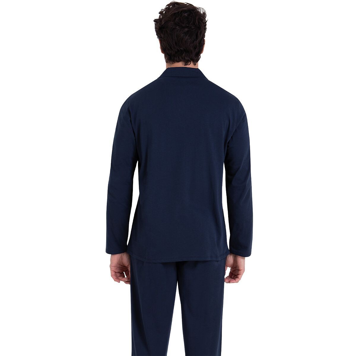 Cotton Pyjamas with Shirt Collar blue + navy, ATHENA