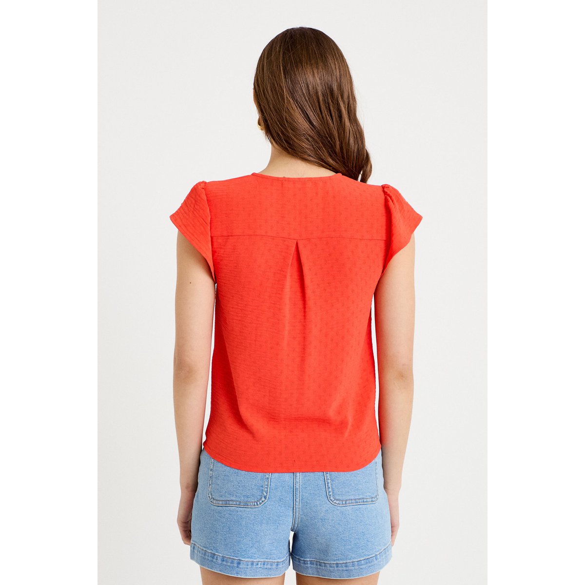 Blouse manches courtes orange foncé, CACHE CACHE