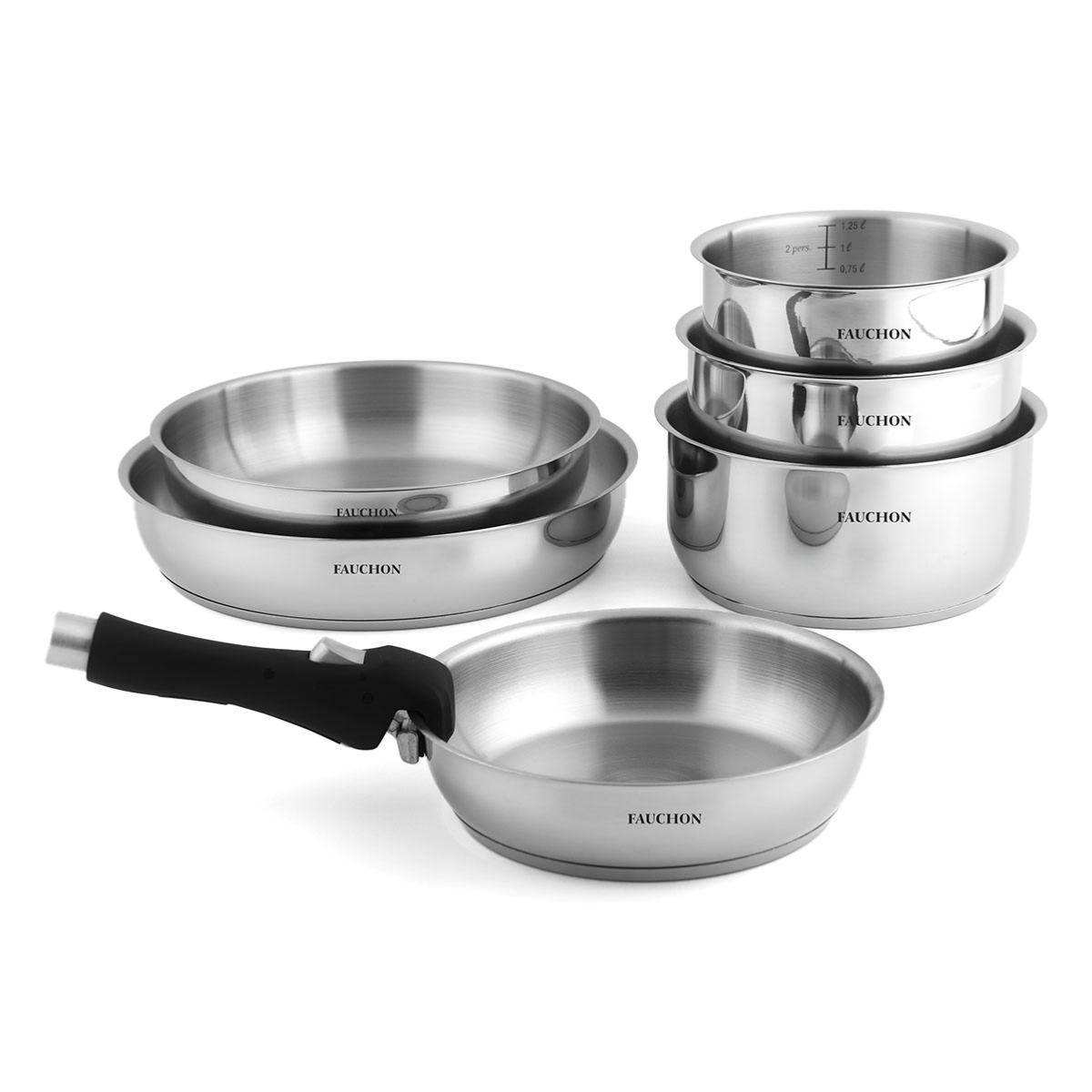 Set 7 pièces amovible inox 18/8 induction couleur unique, LAGUIOLE CUISSON
