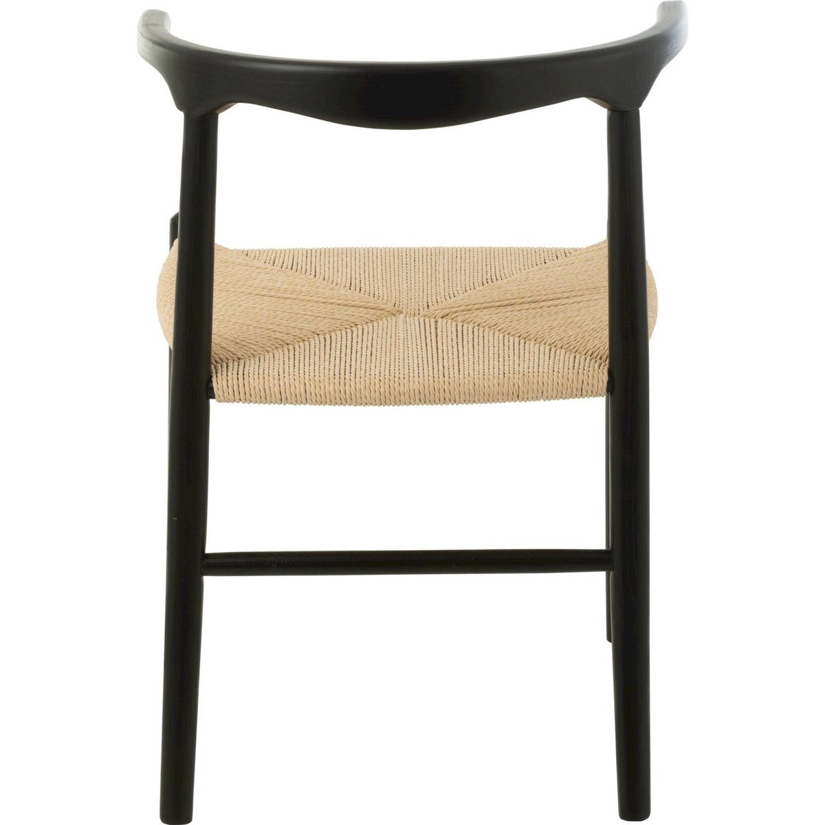 Chaise en hêtre assise en corde noir et naturel, RECOLLECTION