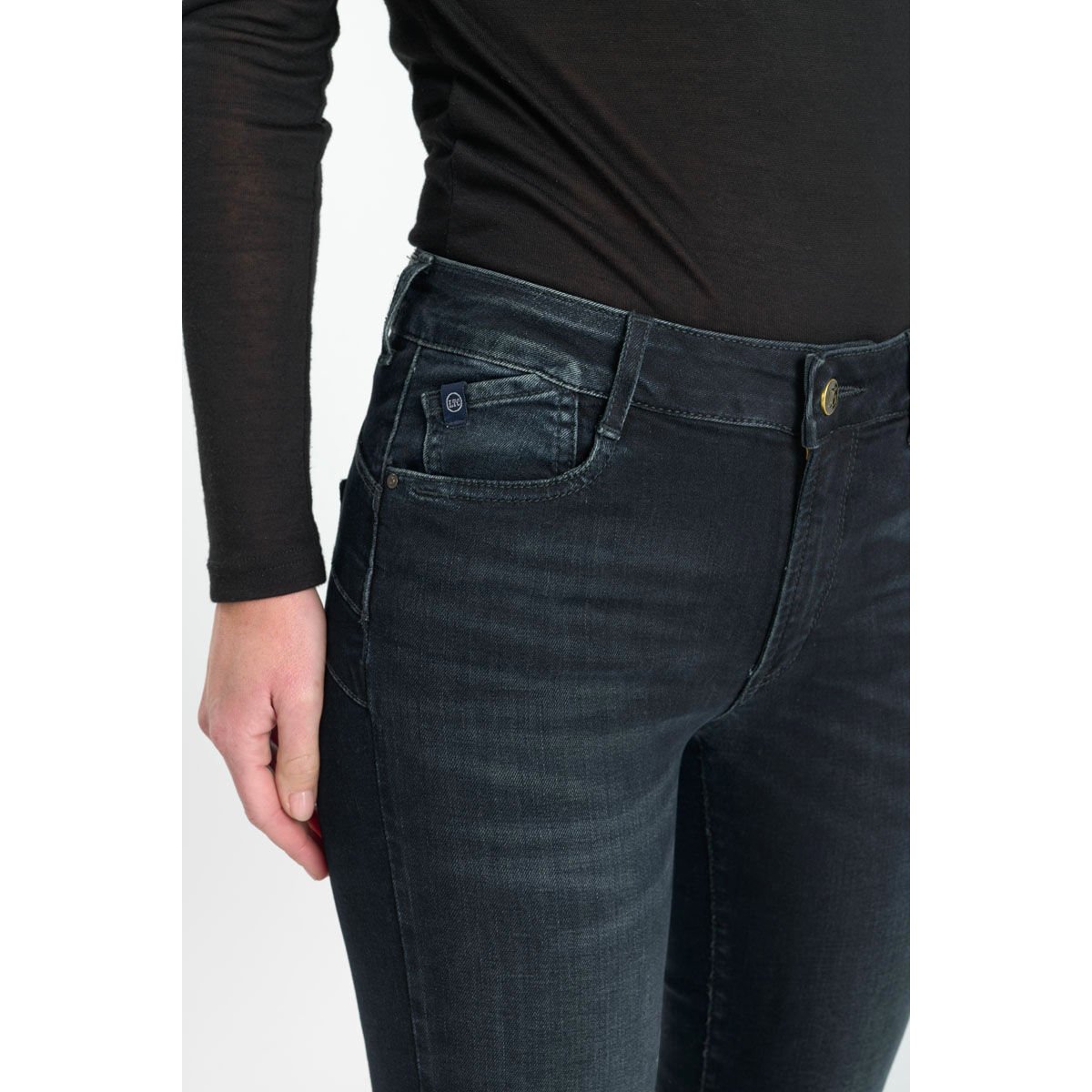 Jeans push-up droite taille haute PULP, longueur 34 blue / black, LE TEMPS DES CERISES