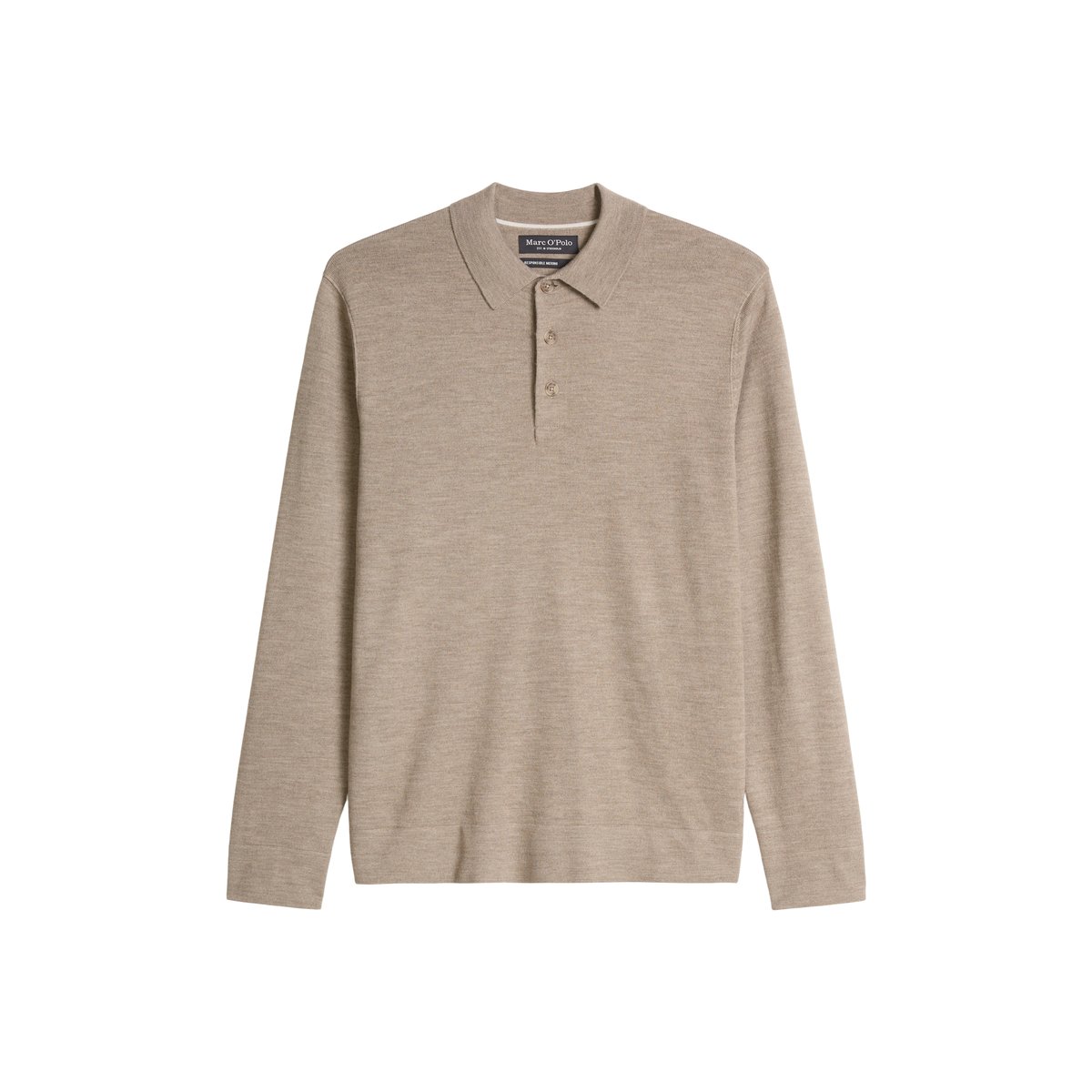 Polo en maille, coupe classique en laine vierge douce beige, MARC O'POLO