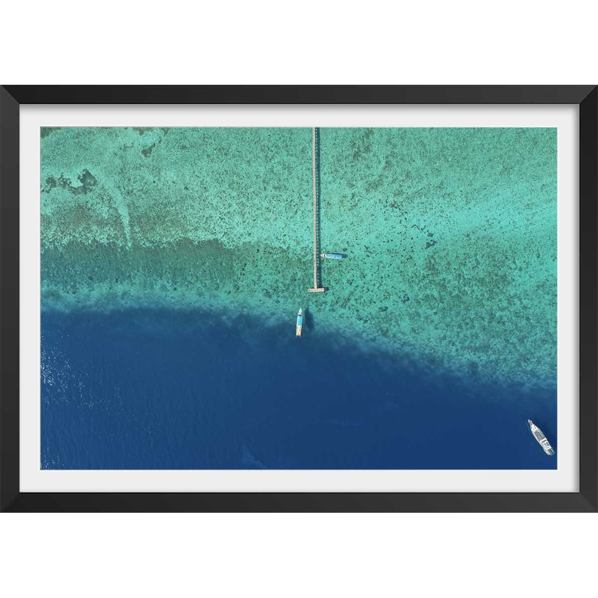 Poster blue lagoon affiche + cadre en bois - noir, HEXOA