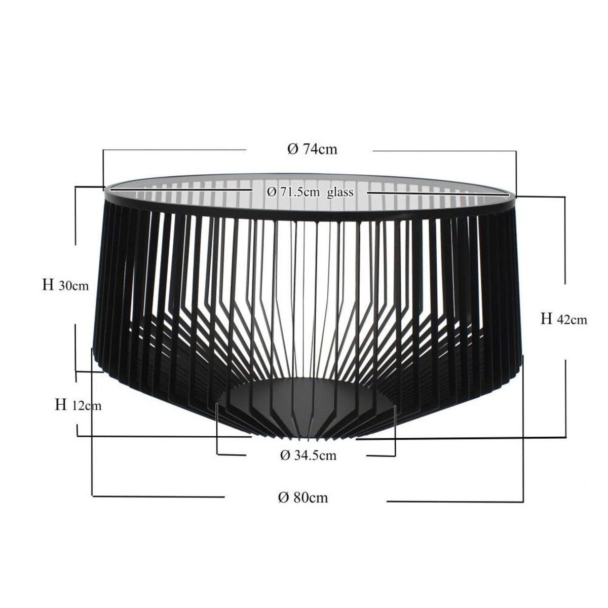 Table basse en verre et acier, CORINNE noir, KARE DESIGN