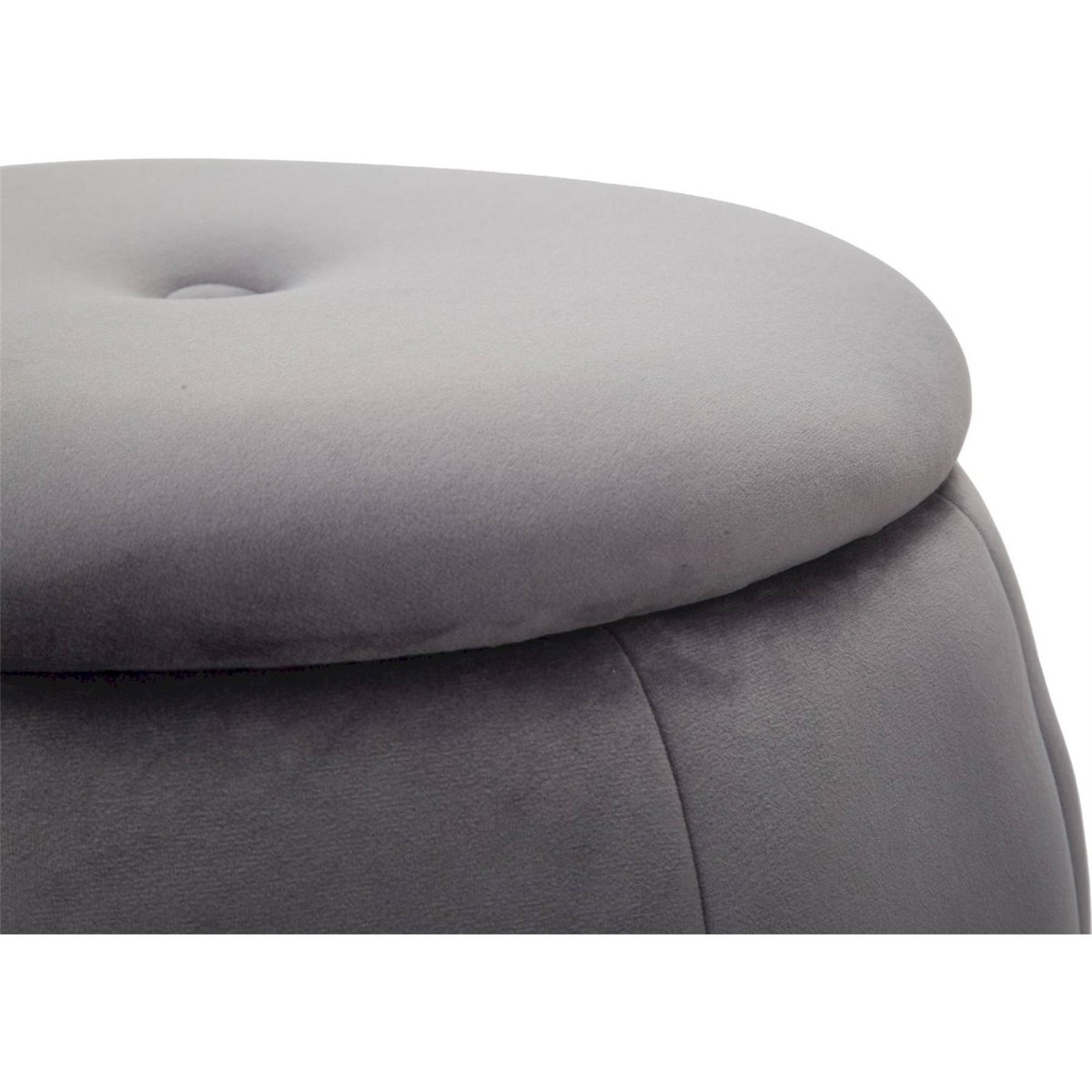 Pouf coffre velours base métal GLAM gris et argent, RECOLLECTION