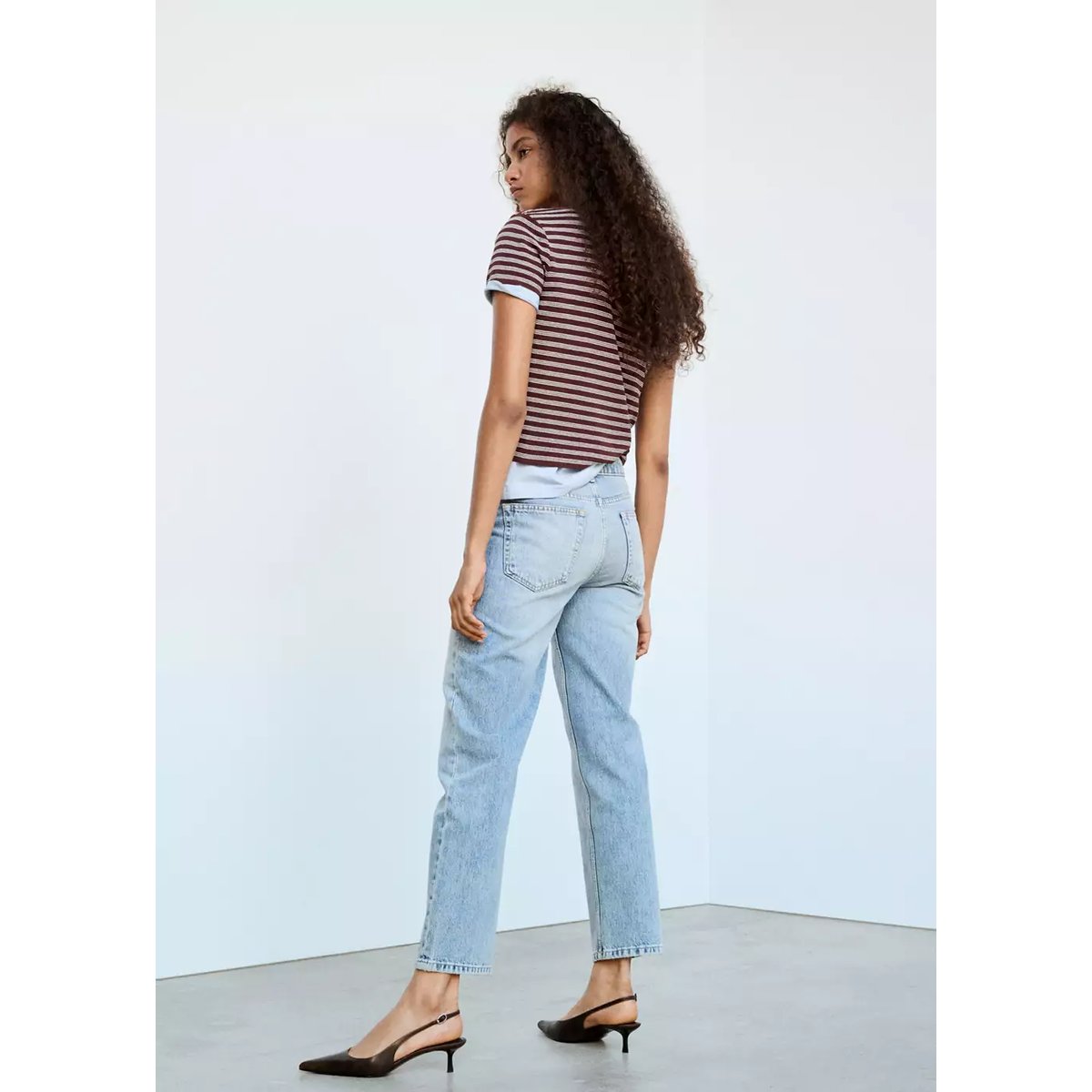 Jean droit taille normale bleu moyen, MANGO