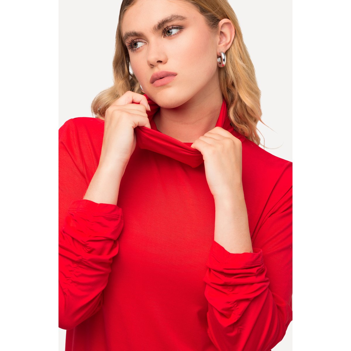 T-shirt à col roulé et manches longues rouge, ULLA POPKEN