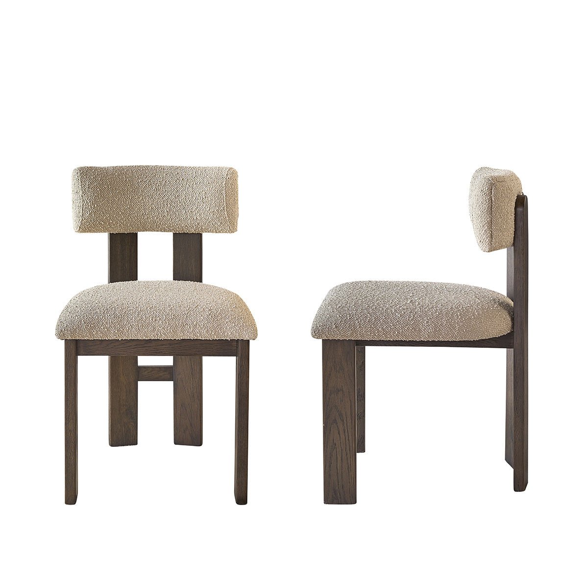 Lot de 2 chaises en bois de chêne et bouclette NOÉ marron, BERAH GETAH