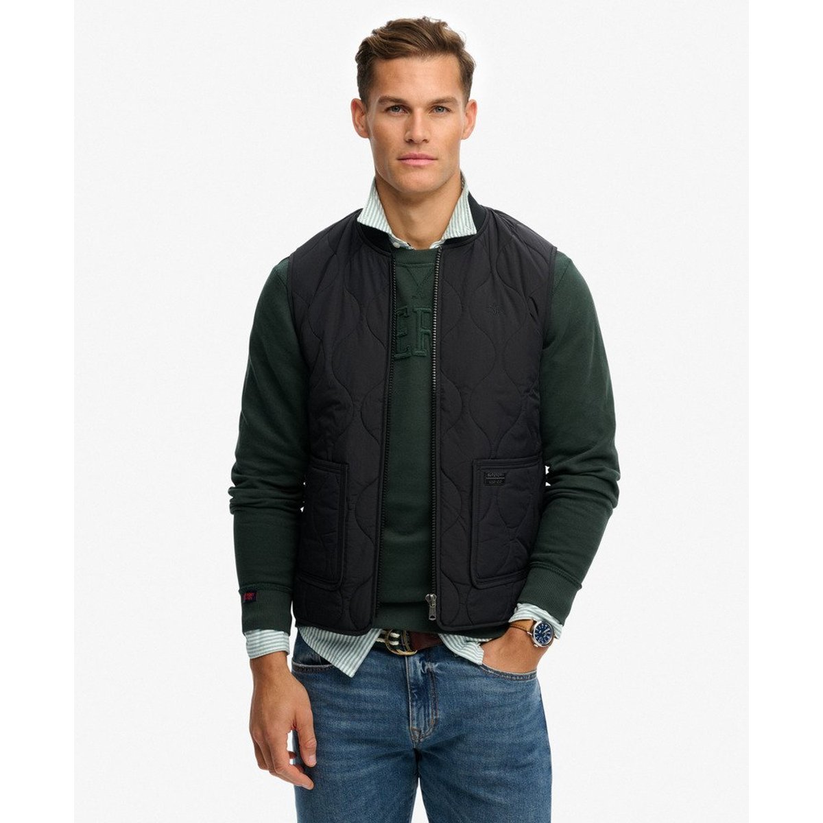 Veste sans manches Military Liner noir de jais, SUPERDRY