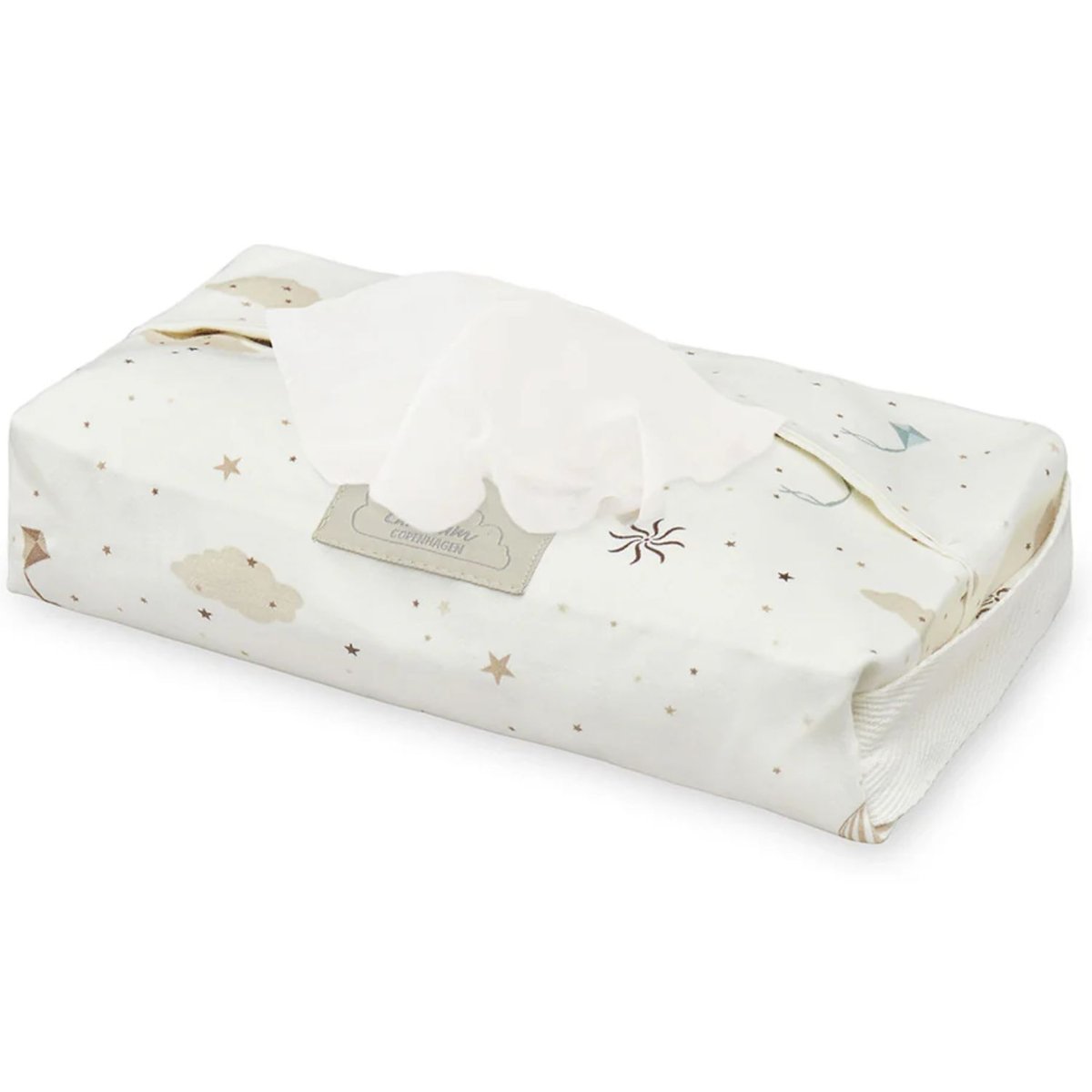 Étui pour lingettes blanc, bleu, marron, CAM CAM