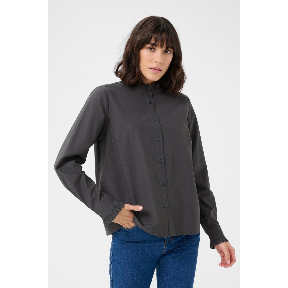 Long sleeved shirt noir black oyester, KAFFE