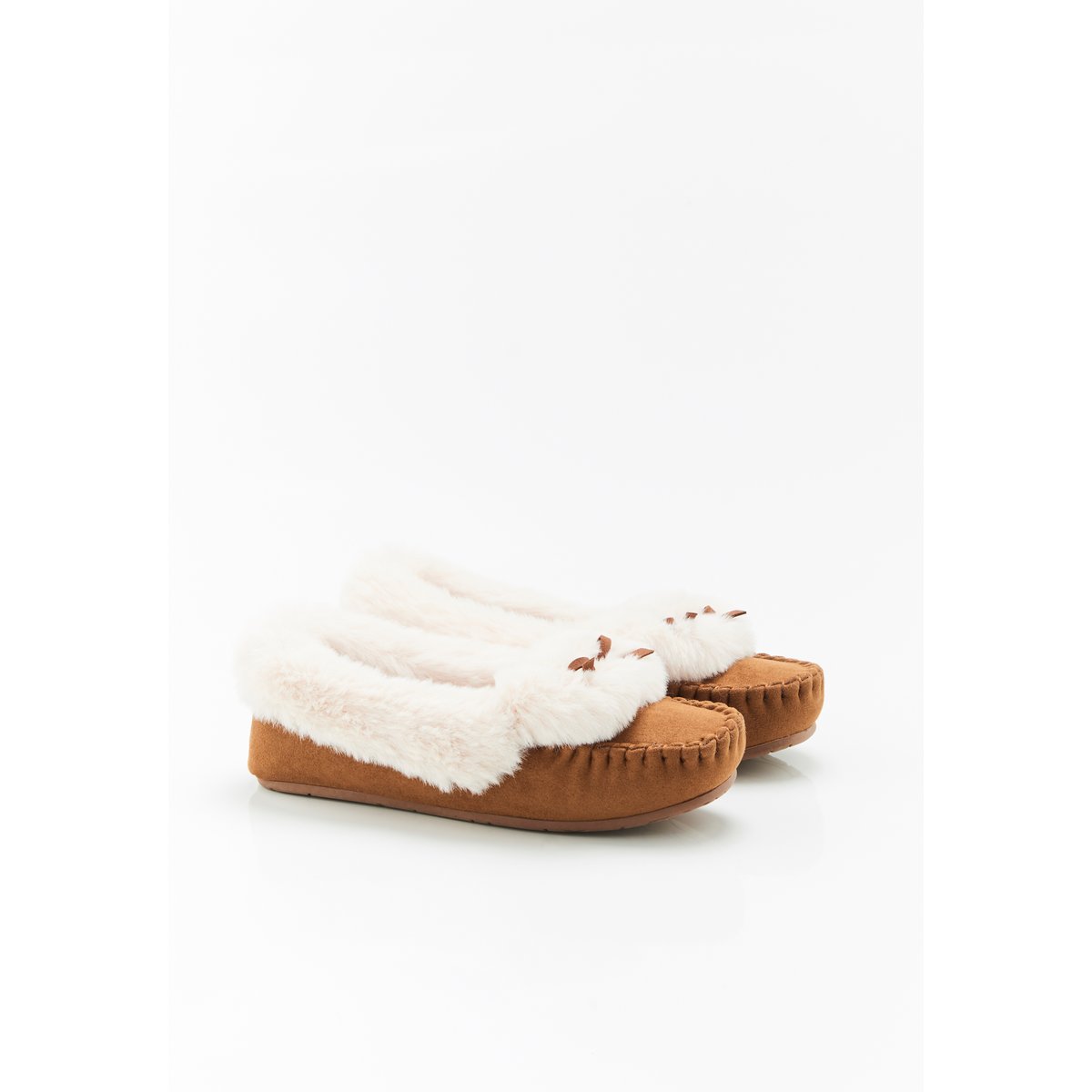 Chaussons Thermolactyl imitation fourrure marron noisette, DAMART