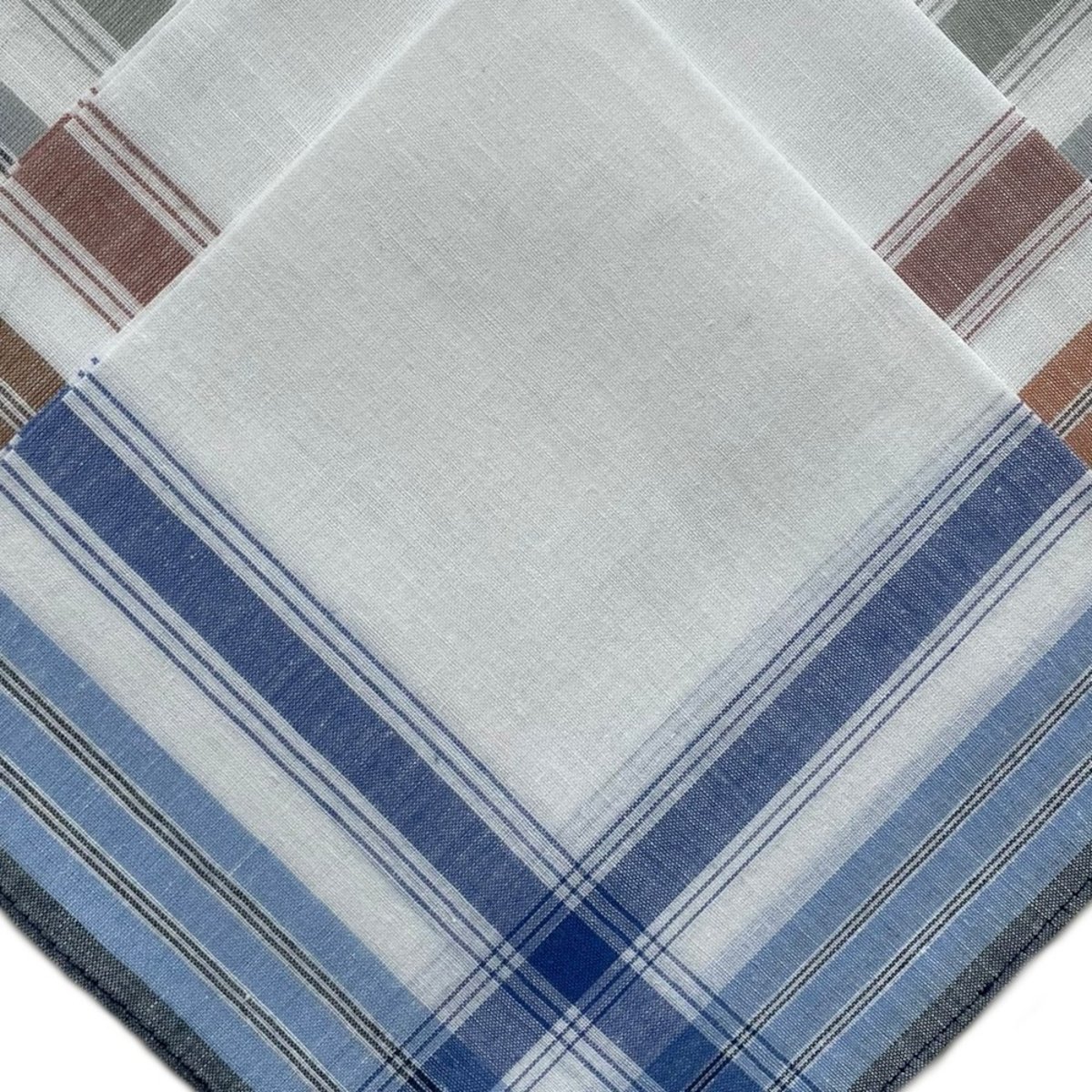 Lot de 12 mouchoirs Homme 38x38 100% coton bleu, DECORATIE