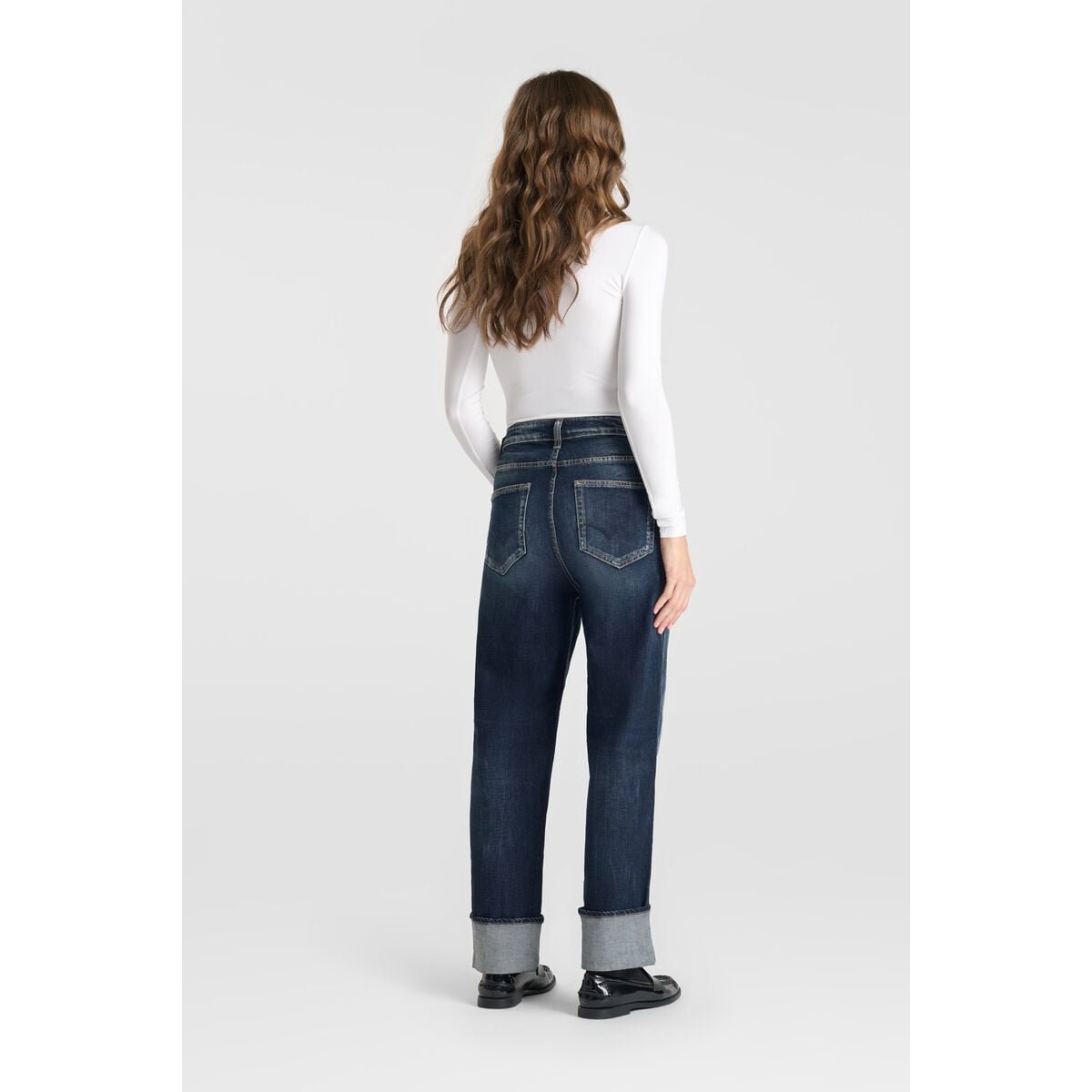 Jeans loose, large 400/60 girlfriend , longueur 34 blue, LE TEMPS DES CERISES