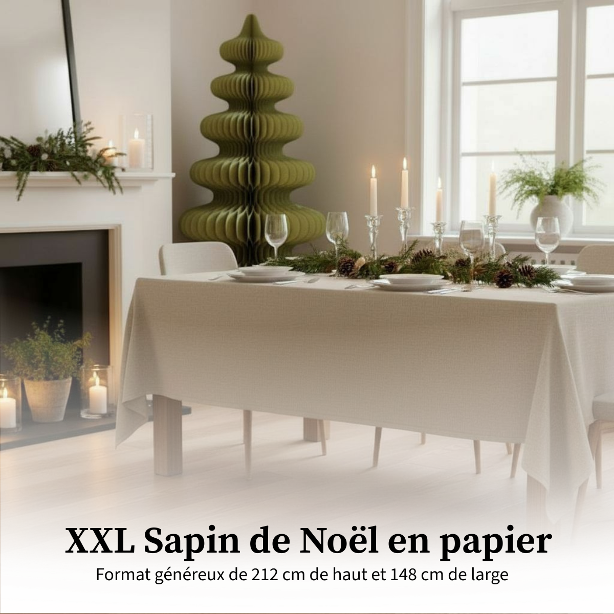 Sapin de Noël décoratif en papier H212 cm YARRAH vert, MICA DECORATIONS