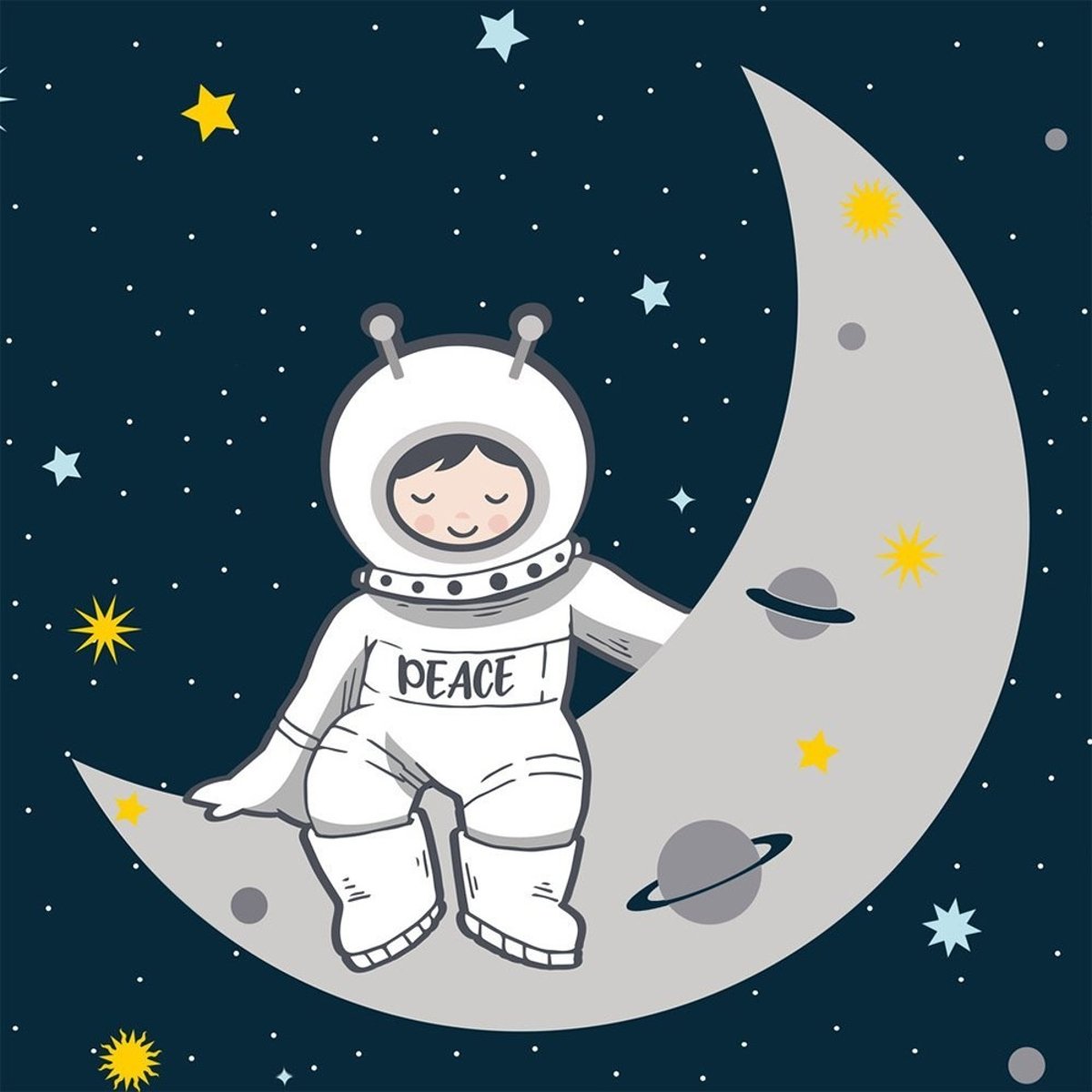 Tapis velours 45x75  Petit Astronaute bleu, DECORATIE