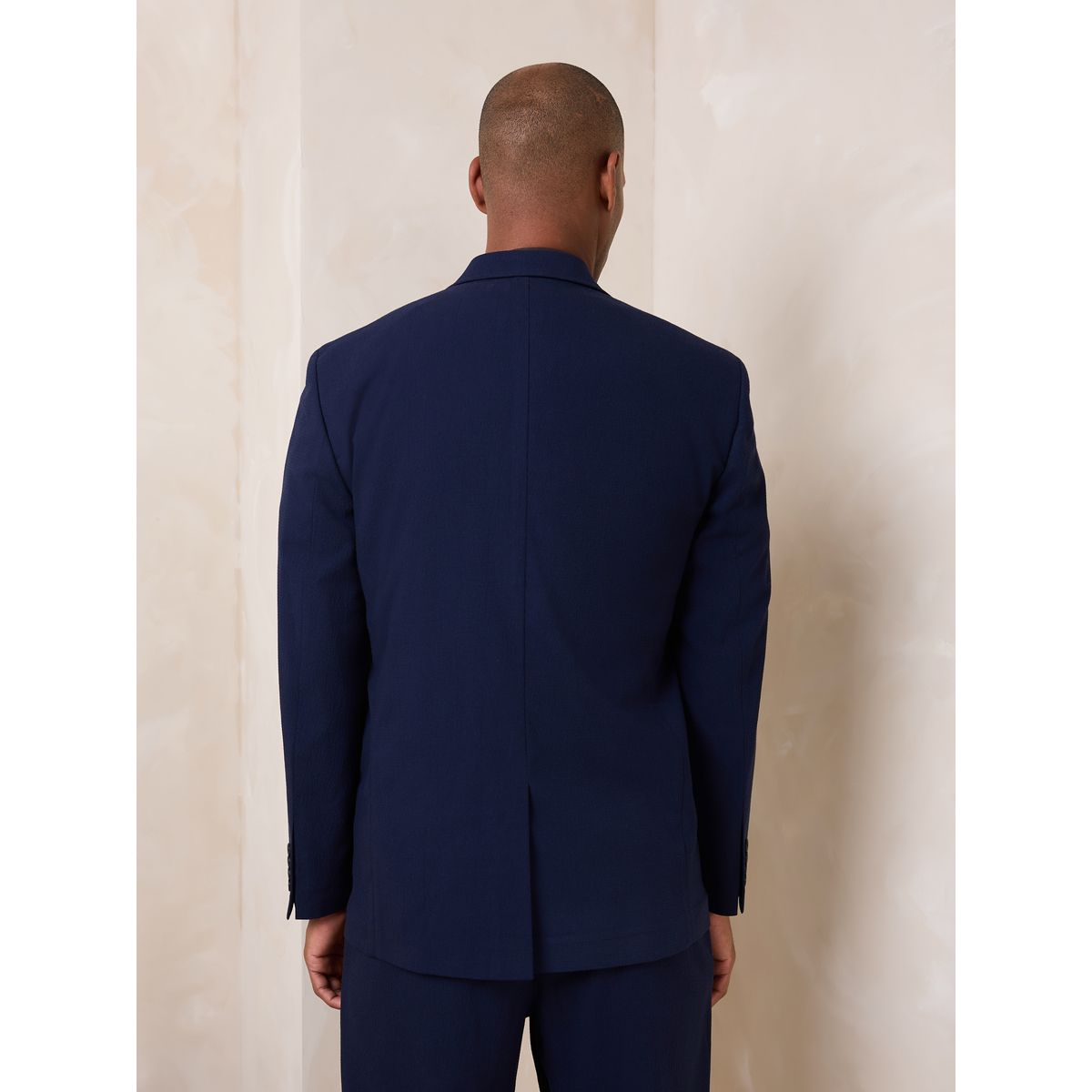 Veste de costume en seersucker texturé bleu marine, NEXT