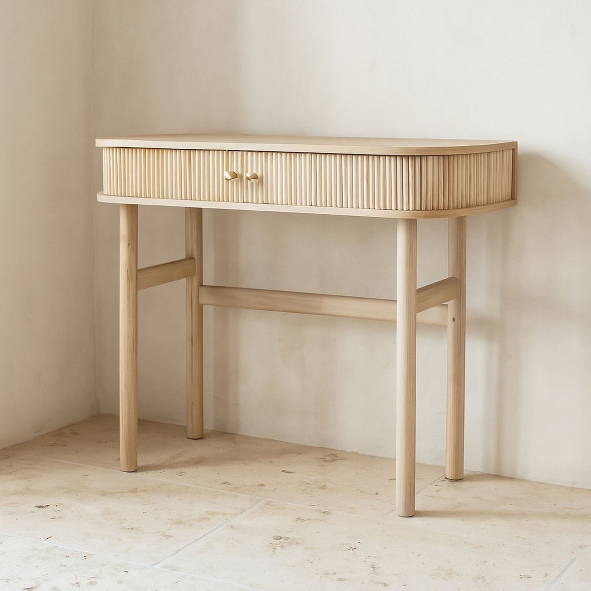 Console en bois clair avec portes coulissantes, HECTOR naturel, NOW'S HOME