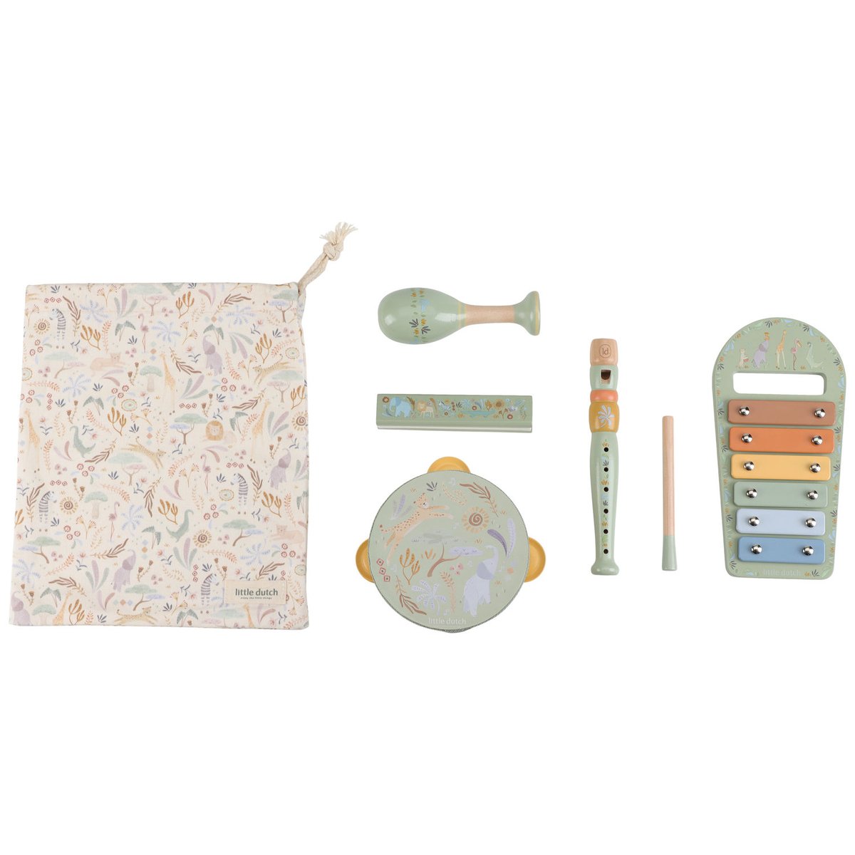 Set de musique vert, multicolore, bois, LITTLE DUTCH