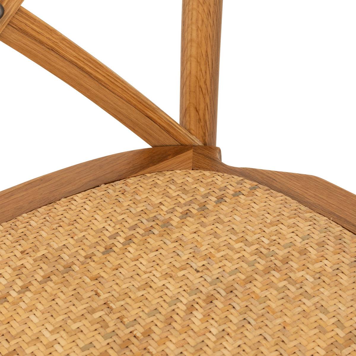 Tabouret de bar empilable en chêne massif et rotin ISAK beige, ATMOSPHERA