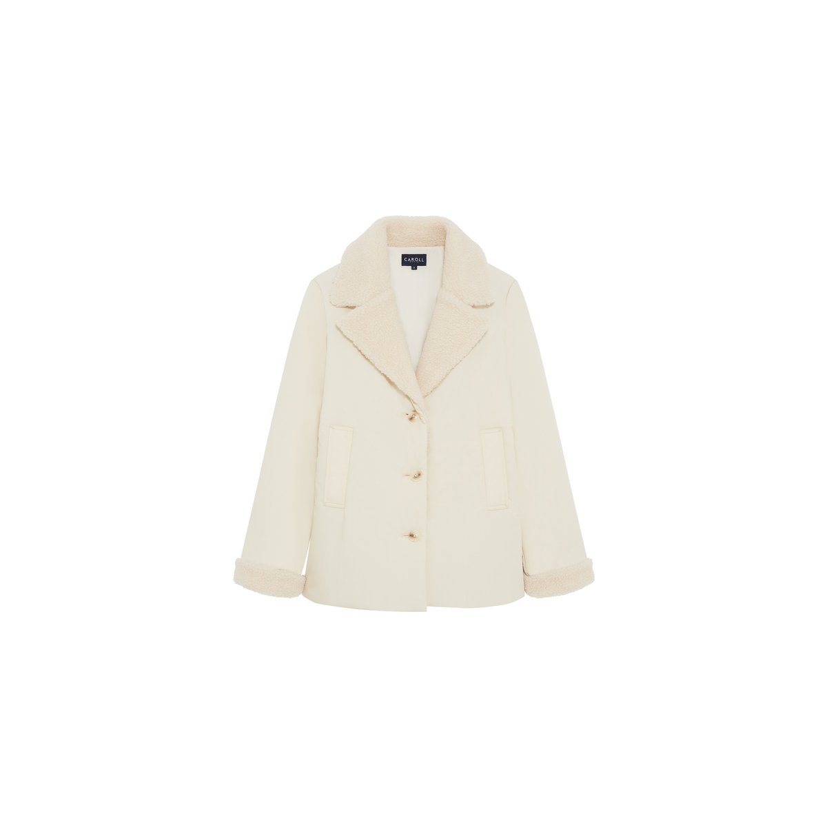 Manteau droit court GALET ecru, CAROLL