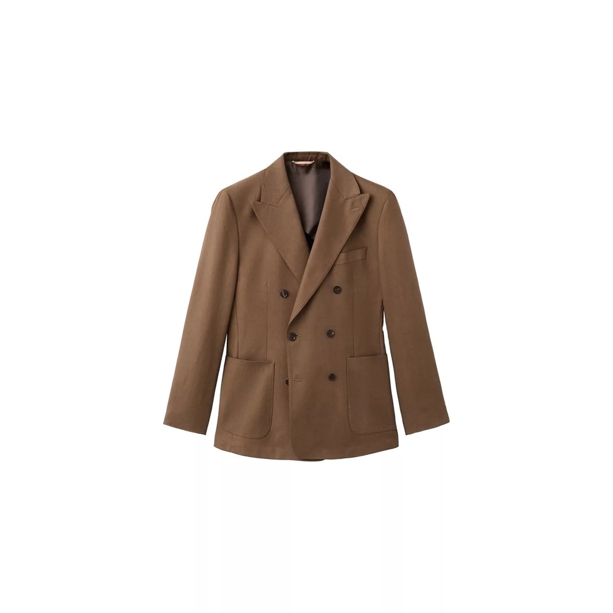 Veste de costume croisée en lyocell et coton tabac, MANGO MAN