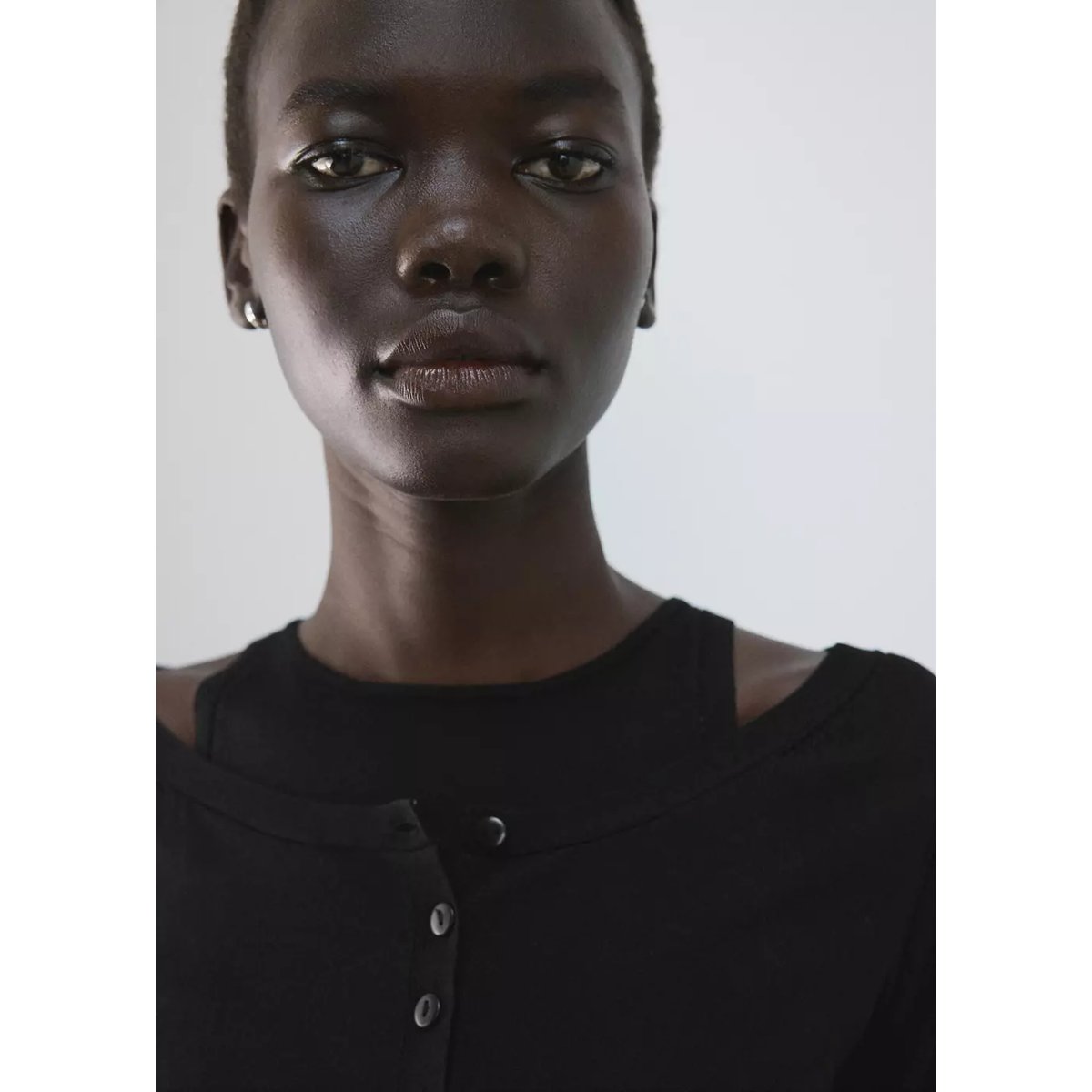Pull-over maille combinée noir, MANGO