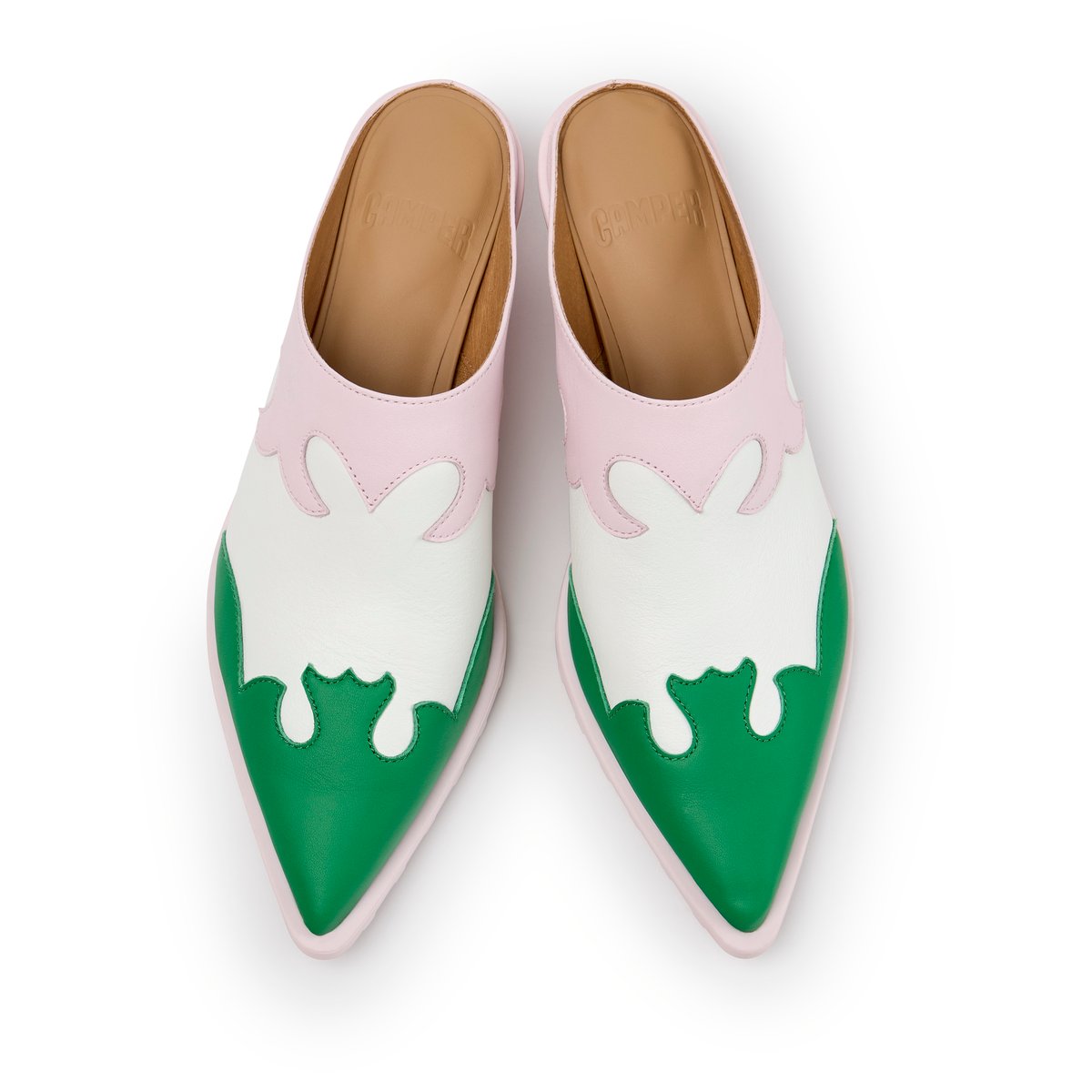 Mules Anita Smooth Leather rose blanc 002, CAMPER