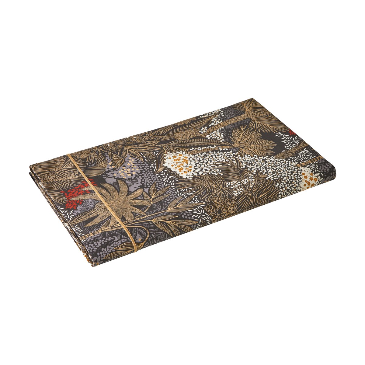 Drap satin de coton - JARDINS DE BABYLONE marron, BLANC DES VOSGES