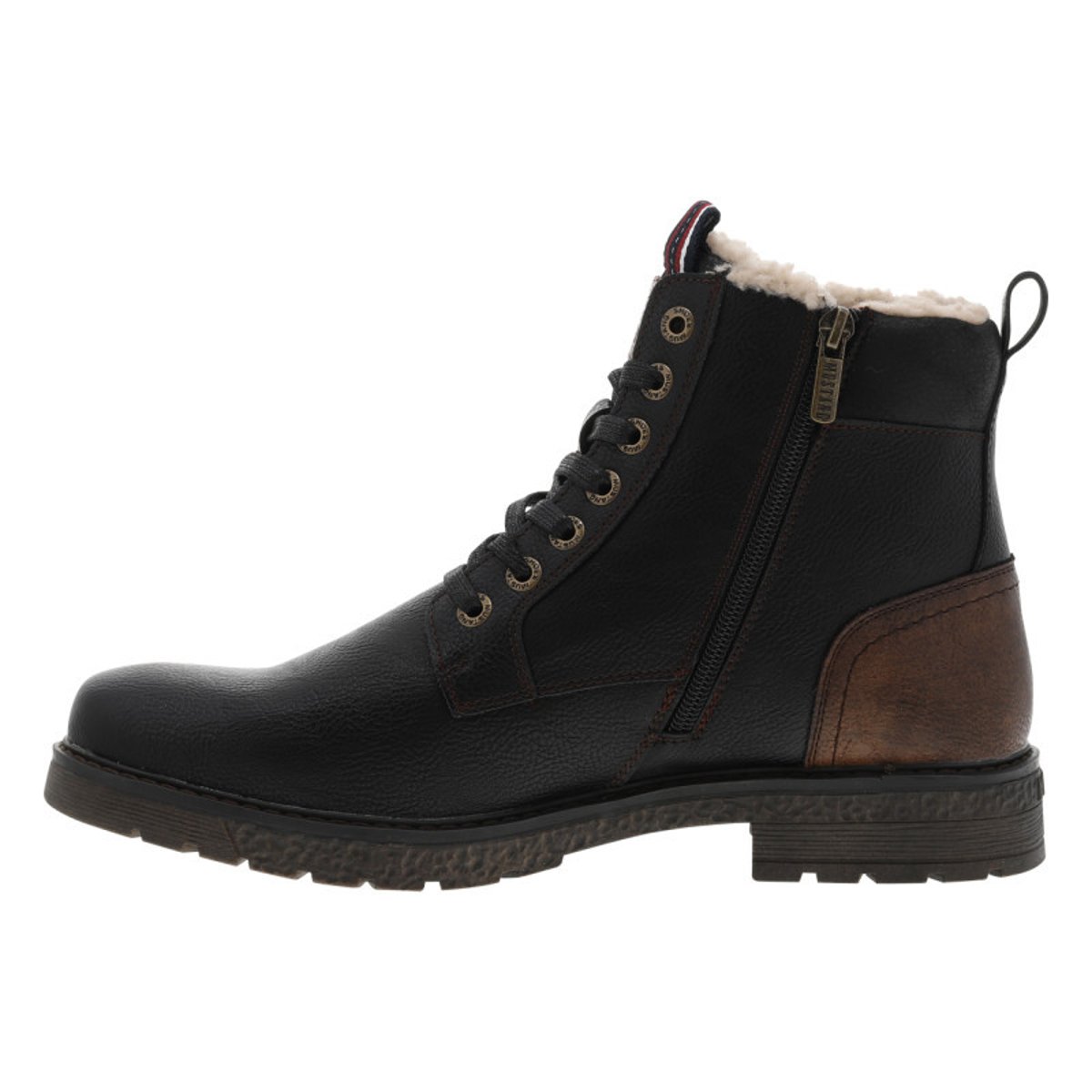 Bottines noires avec une doublure en maille sherpa et un zip latéral noires, MUSTANG