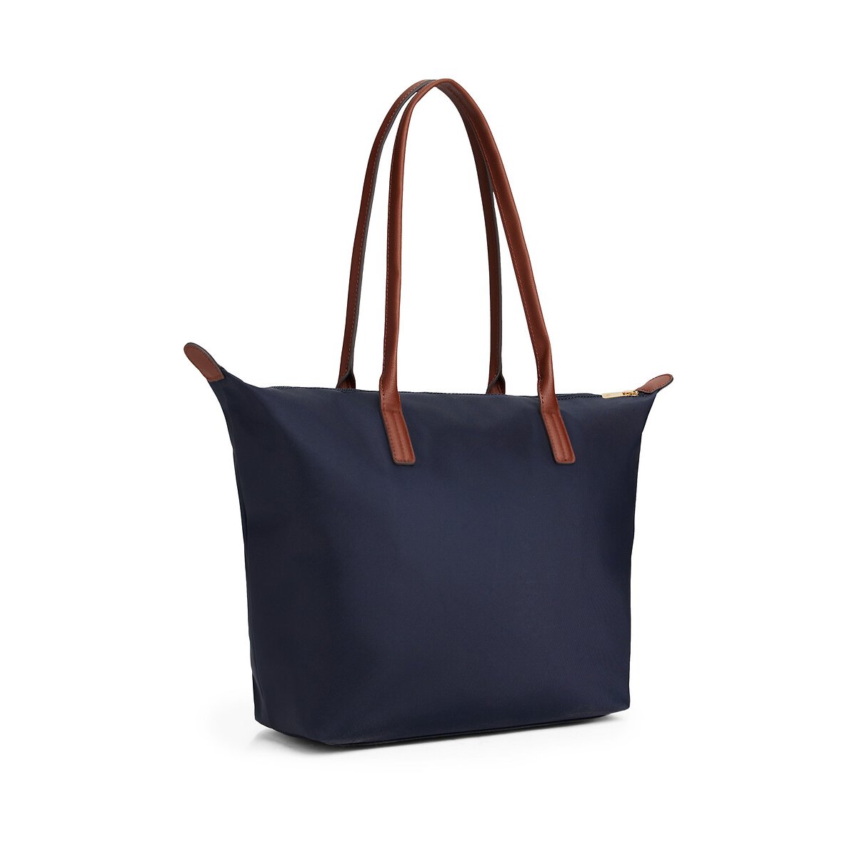 Tote bag con dettagli in pelle blu marino, TOMMY HILFIGER