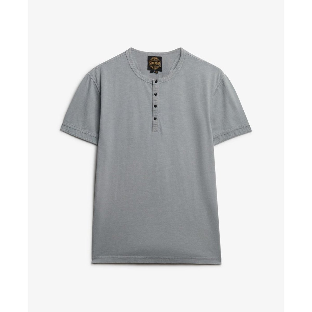 T-shirt Henley Jersey à Manches Courtes gris acier, SUPERDRY