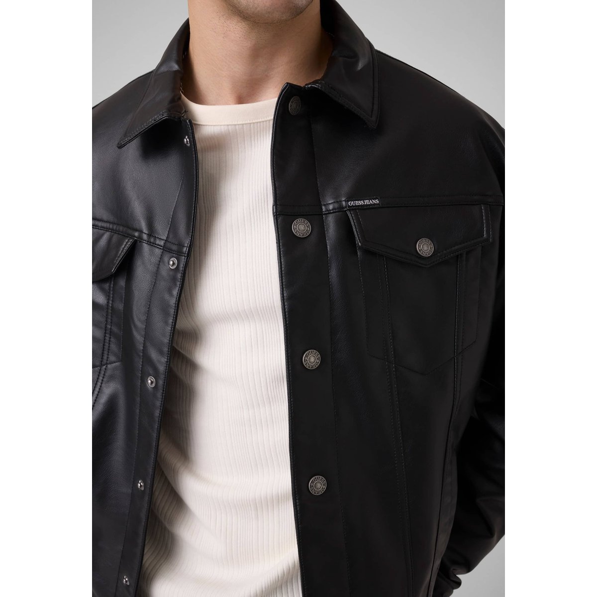 Veste En Simili Cuir noir, GUESS