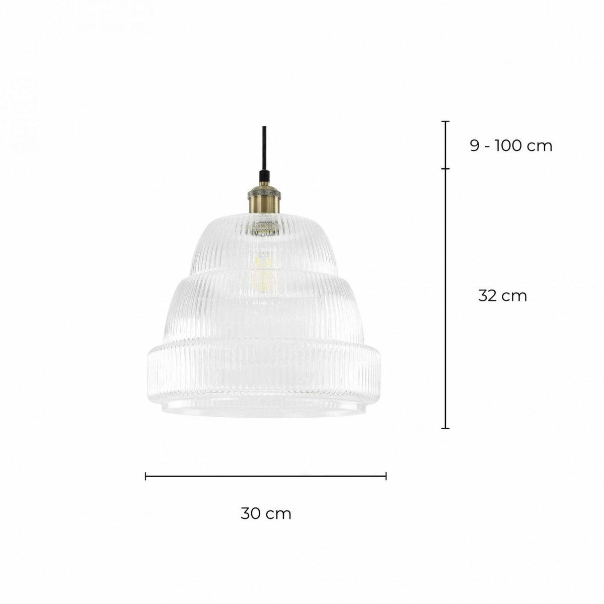 Suspension en verre strié, Chani transparent, C-CREATION