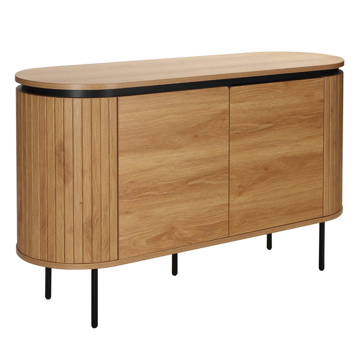 Buffet en mélaminé 2 portes 120 cm, HEMERA bois clair, OVIALA