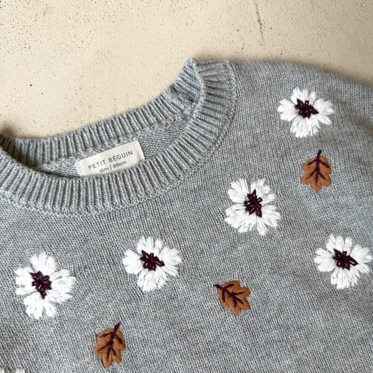 Pull enfant en tricot Aimée gris, PETIT BEGUIN