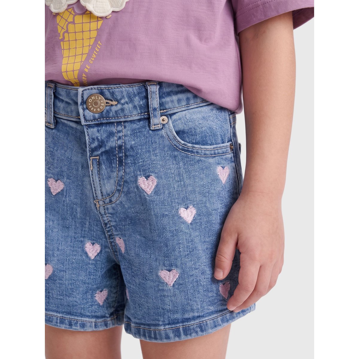 Short En Denim light medium blue denim, KIDS ONLY