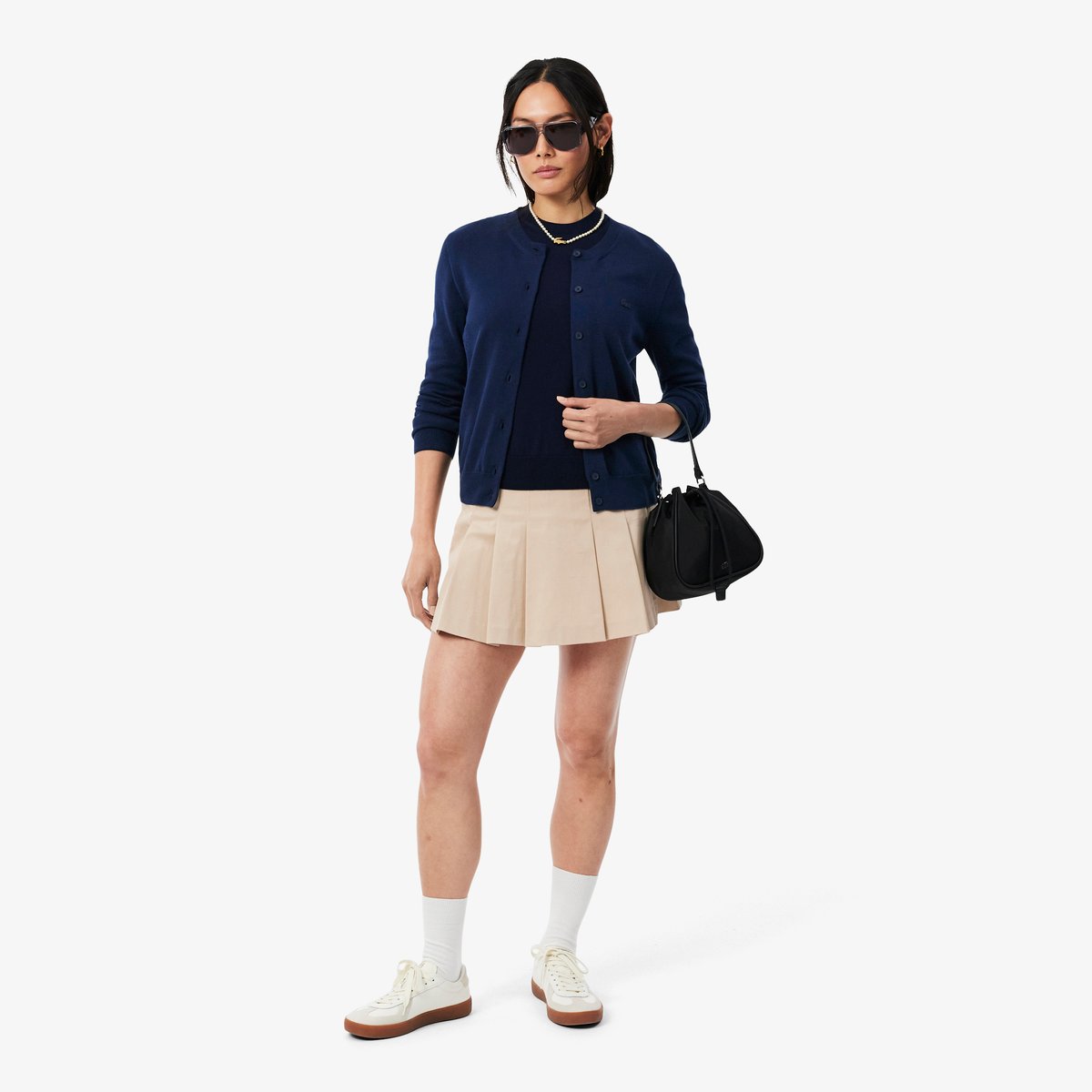 Cardigan coton maille 3D marine, LACOSTE