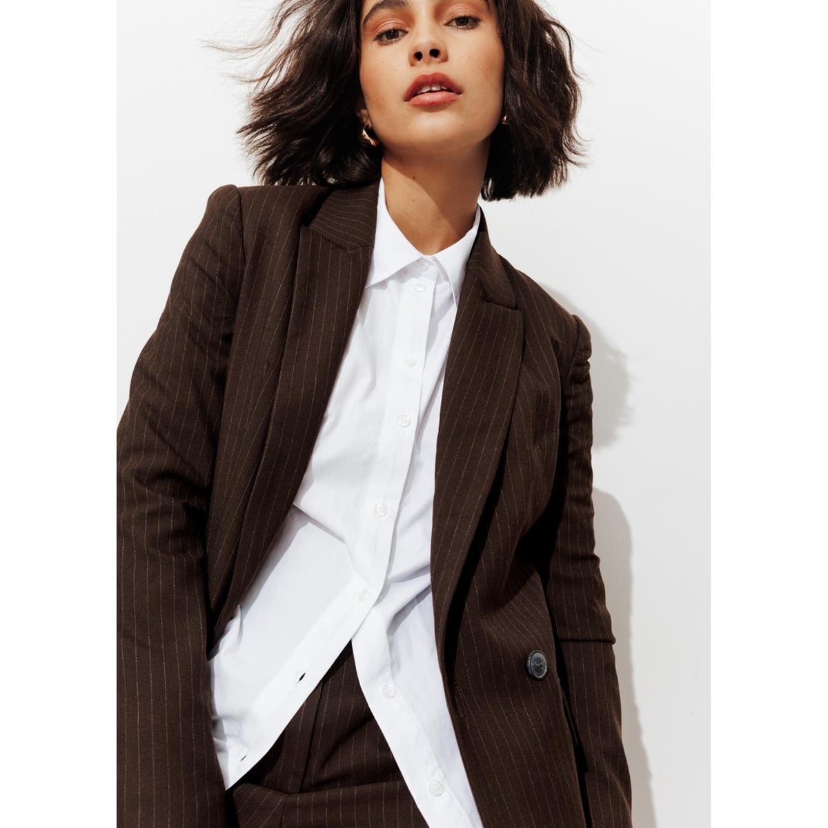 Veste de tailleur rayée marron, PROMOD