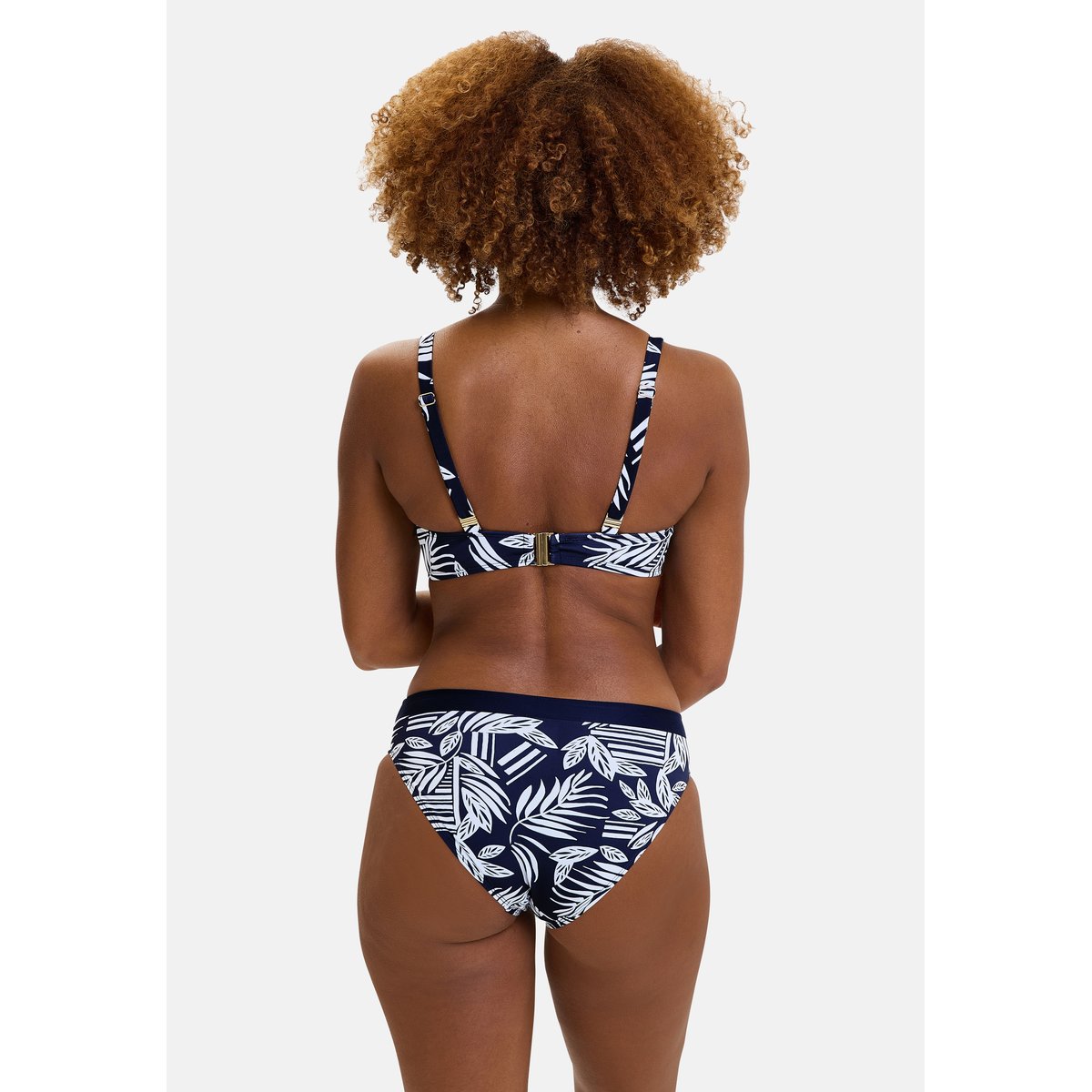 Haut de maillot de bain KELAA feuilles graphiques bleu marine, SANS COMPLEXE