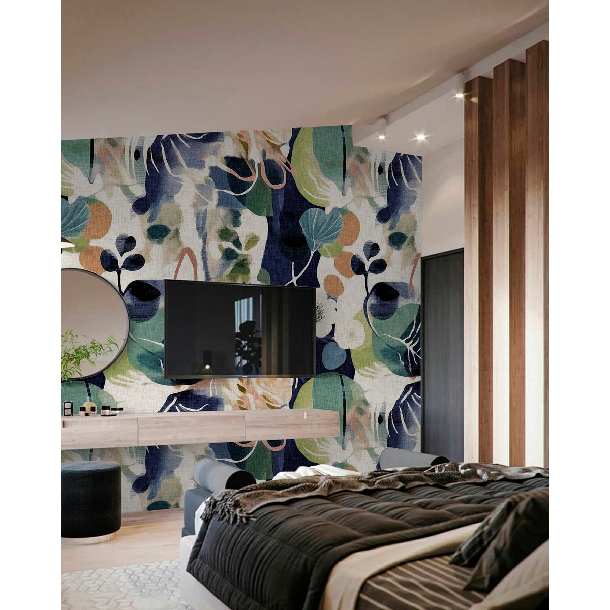 Papier peint panoramique Hanami XL - fleurs de cerisier, intissé mat 150 g, fabriqué en France multicolore, LE PAPIERS DE NINON
