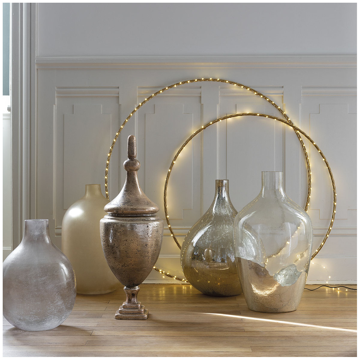 Vase bonbonne verre argent, BLANC D’IVOIRE