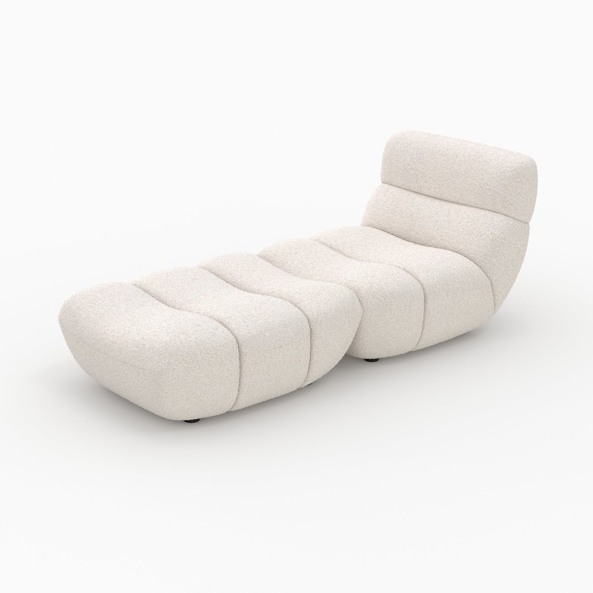 Ensemble fauteuil et pouf en tissu bouclé - TEDDY blanc, MAISON PAVANE