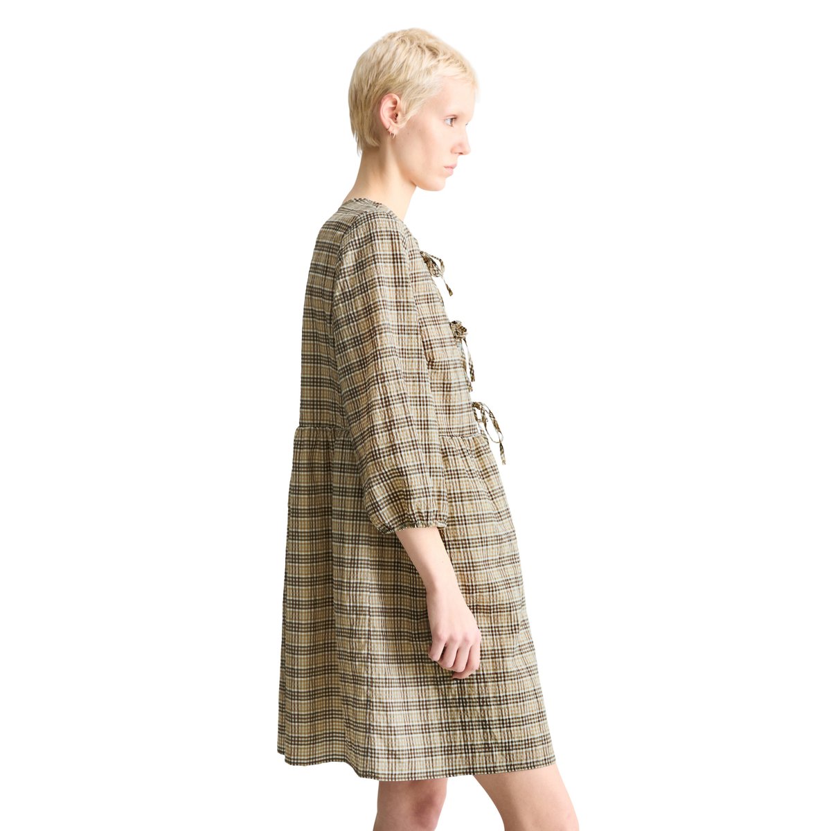 Robe en seersucker relaxed en coton mélangé naturweiß, MARC O’POLO DENIM