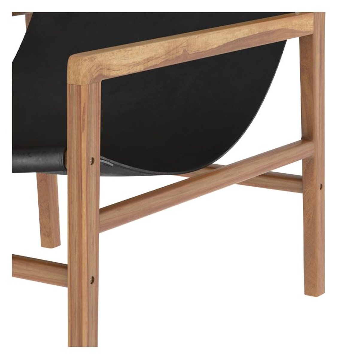 Fauteuil lounge en teck et cuir de vachette - APACHE noir, MAISON PAVANE