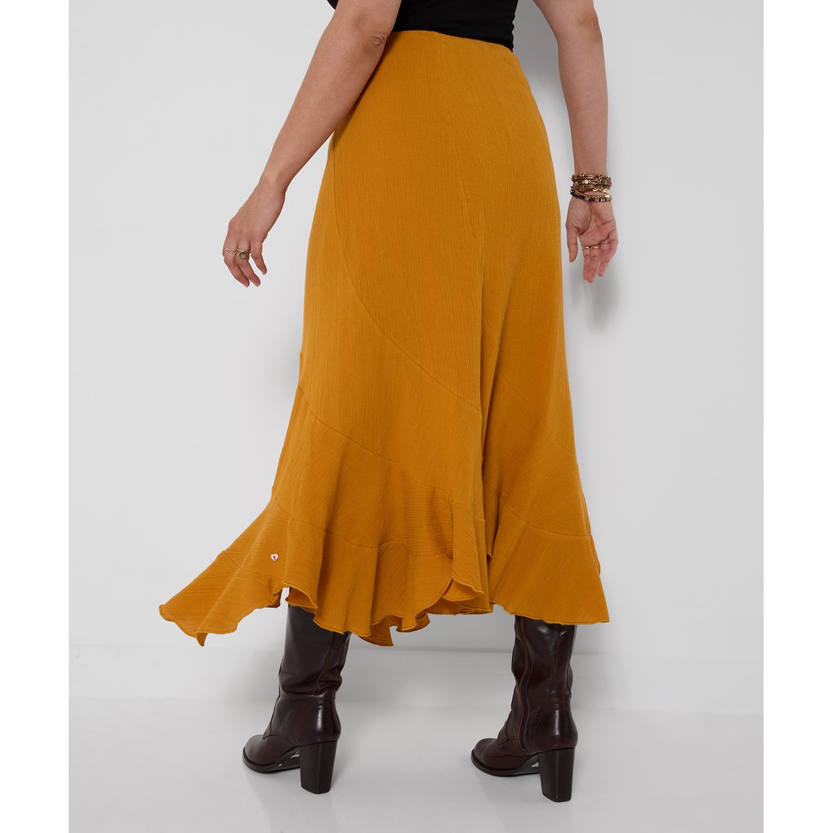 Jupe Longue à Détail Couture Mia orange, JOE BROWNS