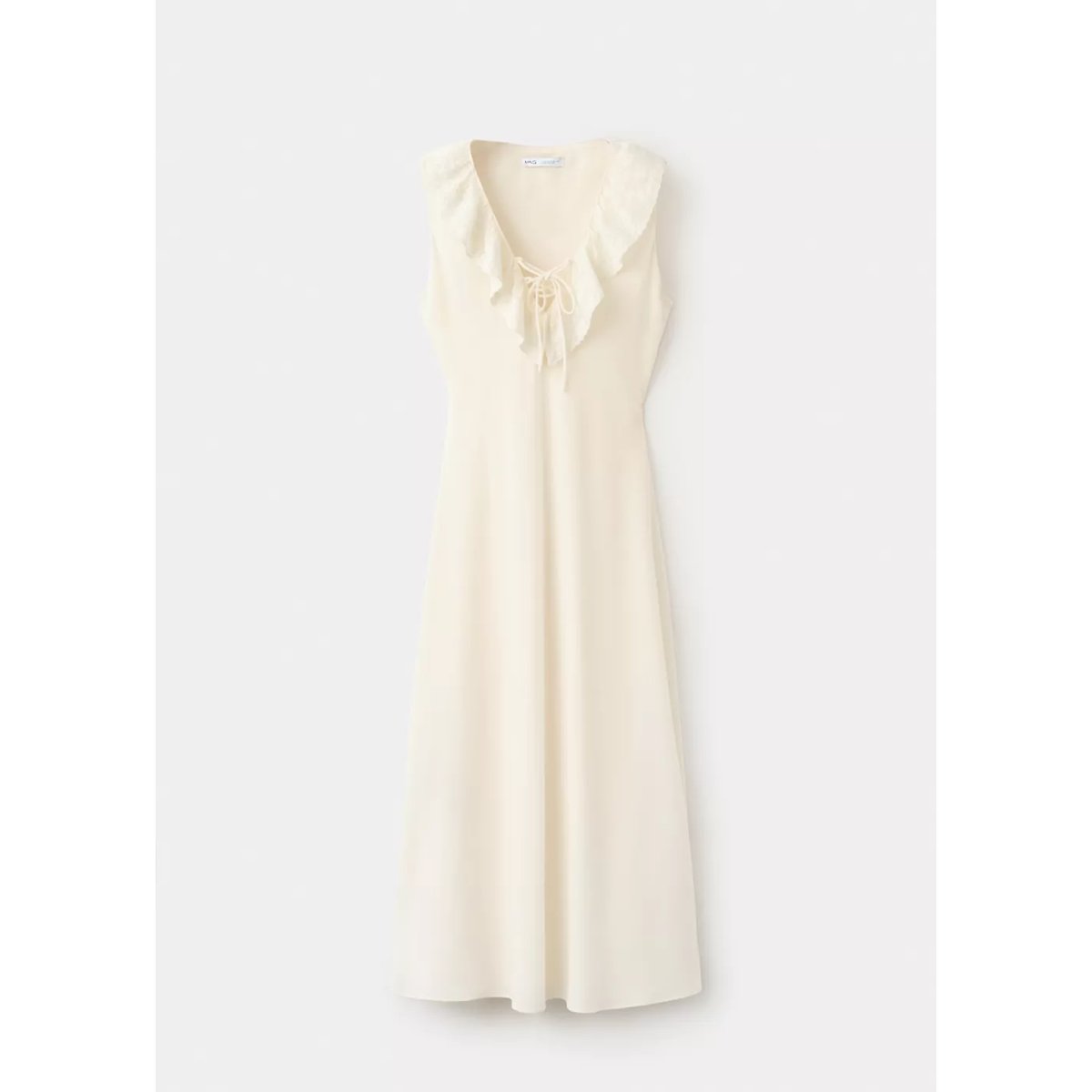Robe à décolleté en V avec volants vanille, MANGO