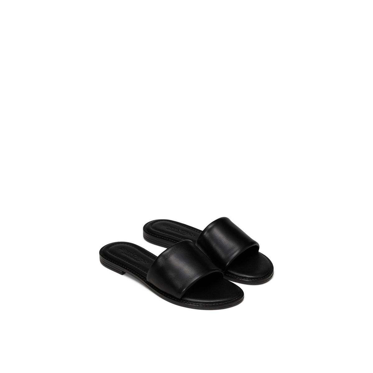 Slide modèle Babette en cuir de chèvre souple schwarz, MARC O'POLO