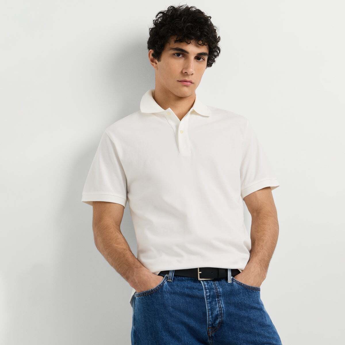 Polo Coupe Regular En Piqué blanc cassé, PEPE JEANS