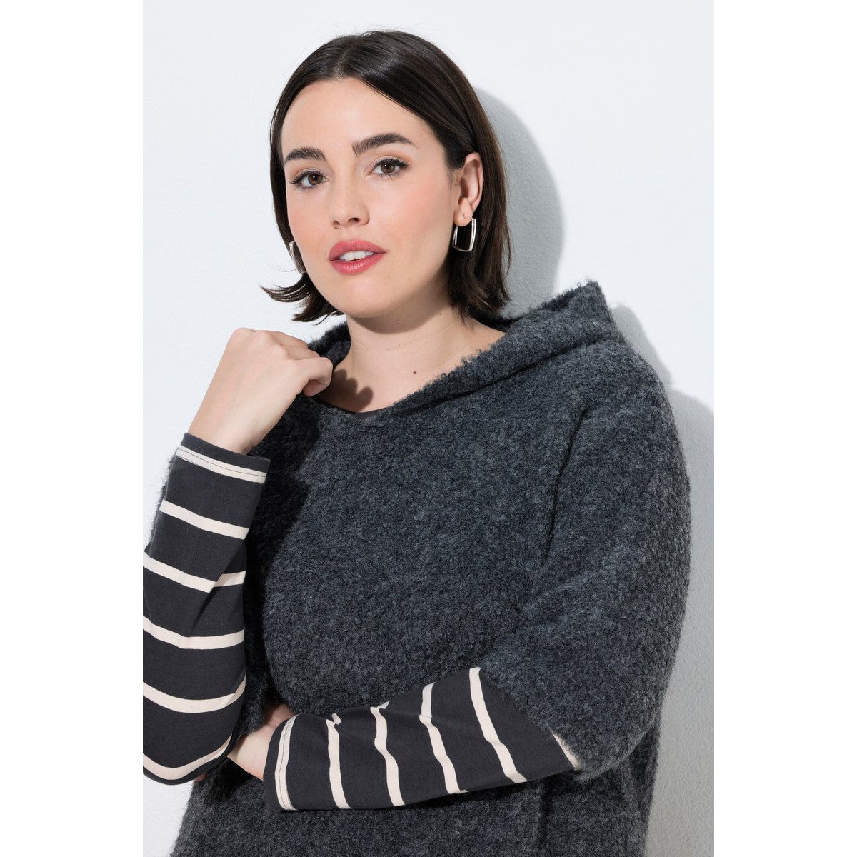 Sweat-shirt à capuche chiné anthracite, ULLA POPKEN